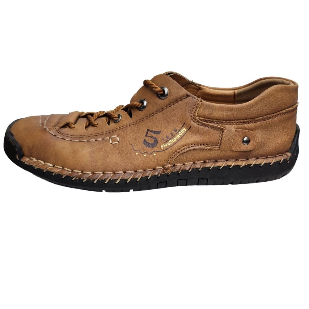 FiveStoreCity Sneakers Loafers Mens 10.5 Handmade Leather Brown Multifunctional - Picture 2 of 10